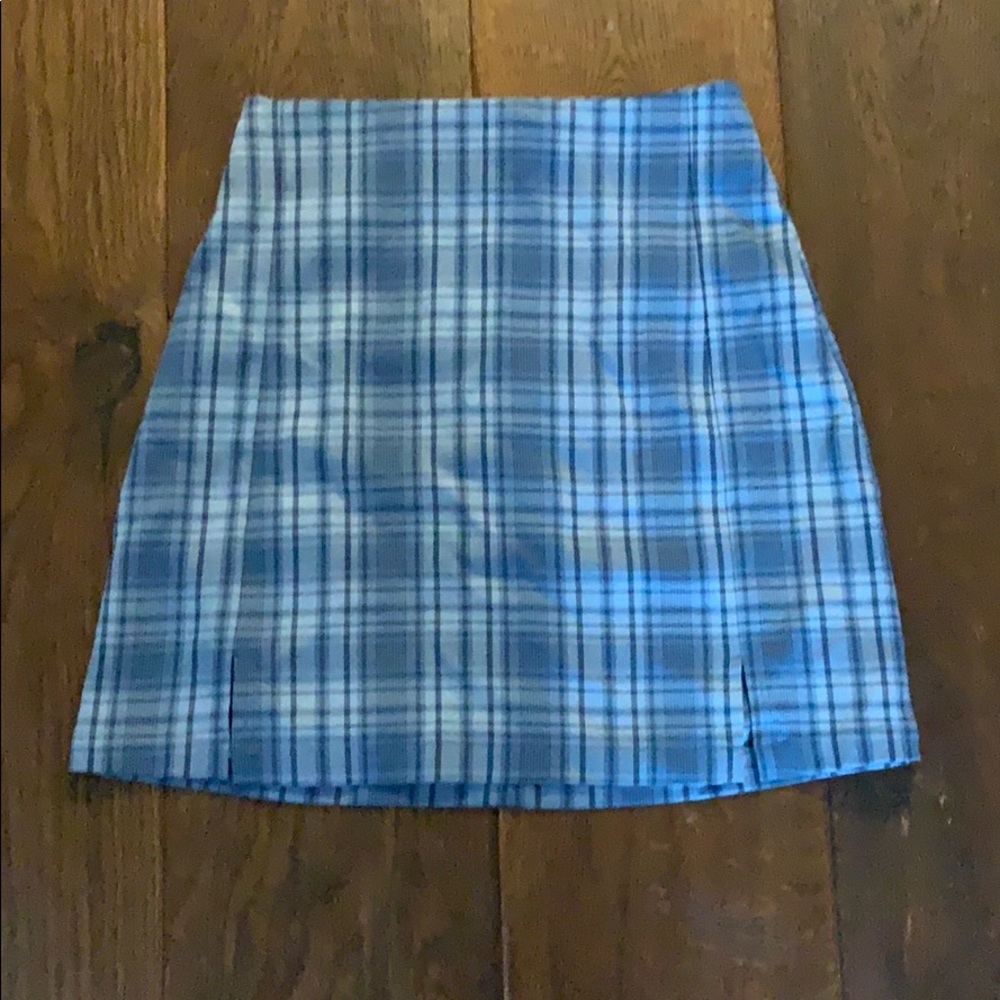 Brandy Melville blue plaid vintage style skirt